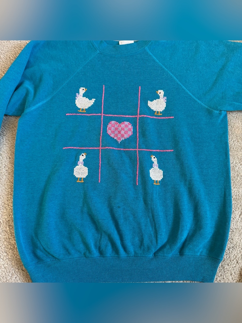 Vintage Cross Stitch Crewneck Sweatshirt Ducks Goose Novelty Grandma Sweater - Picture 12 of 12